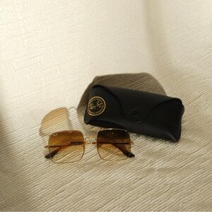 Ray-Ban Square 1971 Sunglasses Gold Brown Gradient RB1971 Retro